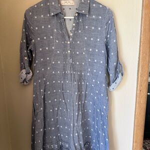 Blue Polka Dot Long Sleeve Dress